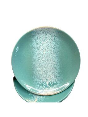 Bloomingville Safie Reactive Glaze Aqua Dessert Stoneware Plates Set of 4 NWOT